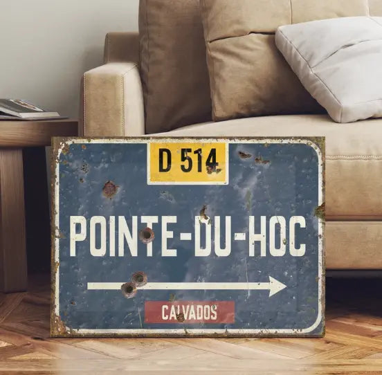 Plaque murale vintage en aluminium – Seconde Guerre mondiale A3 Caen Visite
