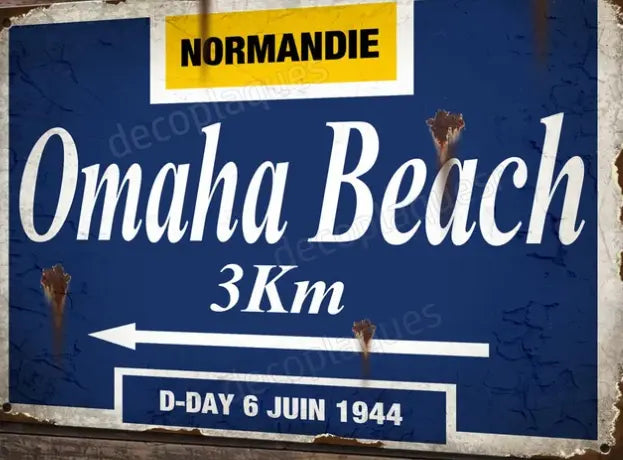 Plaque métal Omaha Beach – Débarquement allié en Normandie, 6 juin 1944 Caen Visite